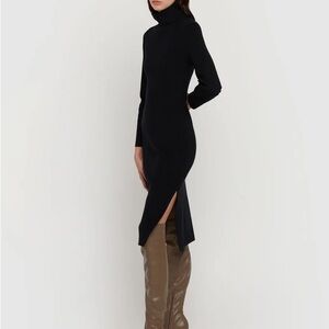 OAK + FORT Black Long Sleeve Sheath Dress with Slit